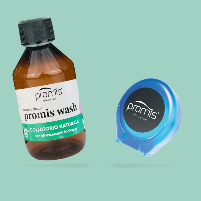 Alcohol-free mouthwash & fluoride-free dental floss - promis different care